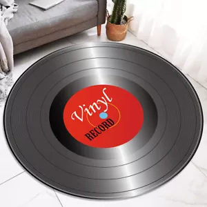 31" Vinyl Record Round Mat Living Bed Room Decor Carpet Doormat Bath Kitchen Rug - Picture 1 of 11