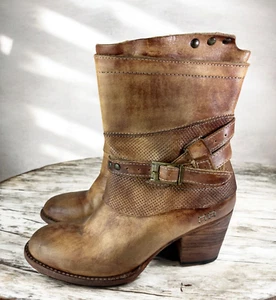 Bed Stu Cobbler Series Distressed Bench Made Ankle Boots Zip Rustic Brown Size 7 - Picture 1 of 13