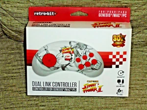 RETRO-BIT RYU STREET FIGHTER GENESIS DUAL LINK USB WHITE CONTROLLER SEGA MAC PC - Picture 1 of 2