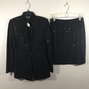St. John Couture Vintage Black Swarovski Crystal Skirt Set size 6 - Picture 1 of 8