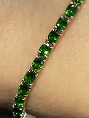 Reducido - Brazalete de tenis de corte ovalado cromado Diopsido por Affinity talla 7 1/4 certificado GIA Foto 1 de 4