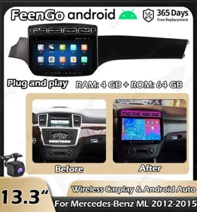 Radio estéreo para coche con pantalla táctil de 13,3" GPS FMAM para Mercedes Benz serie ML - Imagen 1 de 24