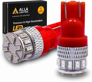 Set of 2 High-Output 250 Lumens T10 168 194 LED Bulbs - Red 12V-18V Non-Polarity - Picture 1 of 7