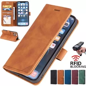Para iPhone 14 13 12 11 6 7 8 Billetera Tarjeta Cuero Soporte Estuche Cubierta Bloqueo RFID - Imagen 1 de 53