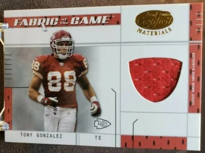 2003 Leaf Certified Tony Gonzalez Fabric Game Worn /50 Kansas City Chiefs HOF - Image 1 of 4