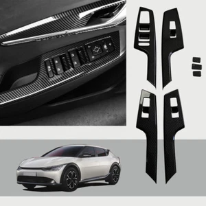 For 2022-2025 Kia EV6 4pcs Carbon Fiber ABS Window Lift Switch Panel Cover Trim - Picture 1 of 5