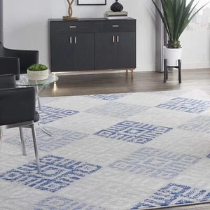 Nourison Whimsicle Tribal Grey Blue 8'4" x 11'6" Area Rug, Easy Cleaning, Non - Picture 1 of 9