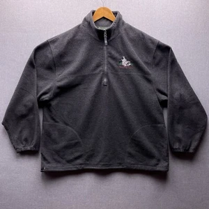 Outdoor Life Wolf Logo XXL Charcoal Dark Grey Fleece 1/4 Zip Pullover Jacket Vtg - Picture 1 of 11