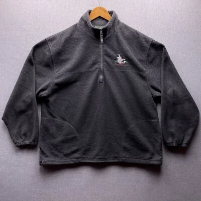 Outdoor Life Wolf Logo XXL Charcoal Dark Grey Fleece 1/4 Zip Pullover Jacket Vtg - Image 1 of 4