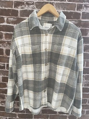 NOVO COM ETIQUETAS AMERICAN EAGLE AE CABIDE XADREZ DE LÃ FEMININA PEQUENA OLIVA BOTÃO SUPER MACIO - Imagem 1 de 4