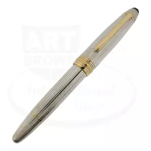 Pluma Estilográfica Montblanc Meisterstuck 146 Plata de Ley Líneas Verticales Usada, - Imagen 1 de 6