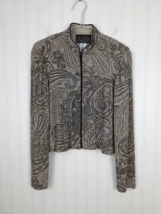 Alex Evening Women's Formal Cropped Jacket Metelic Long Sleeve Sparkle Size 8 - Picture 1 of 10