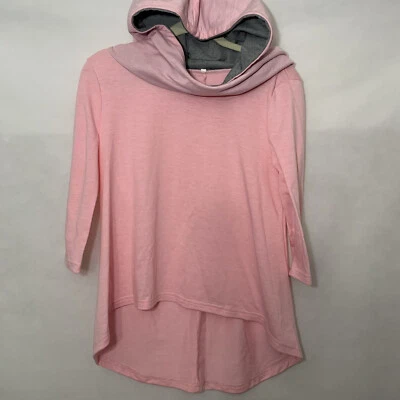 Women’s Pink Hooded Sweatshit 3/4 Long Sleeve Pullover Hoodie Size Small - Image 1 of 4