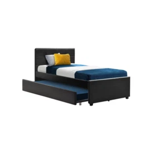 Trundle Bed Frame Wooden King Single Size Base Mattress Leather - Picture 1 of 4