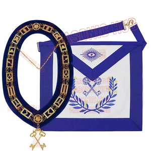 Masonic Regalia Blue Lodge TREASURE Lambskin Aprons & Chain Collars + Jewel - Picture 1 of 10