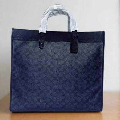 Coach Field Tote 40 Large Black Leather Crossbody Logo Canvas Leather C7674 - Image 1 of 4