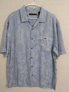 Men's "AXIS LA" Silk, Light Blue, Tropical, Short Sleeve Button Shirt; Size L - Picture 1 of 6