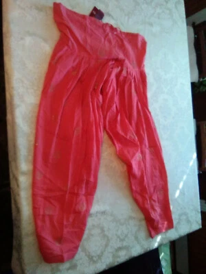 Ethnicity Light Coral Modern India Pants Womens 12 NWT Drawstring High Rise $40 - Image 1 of 4
