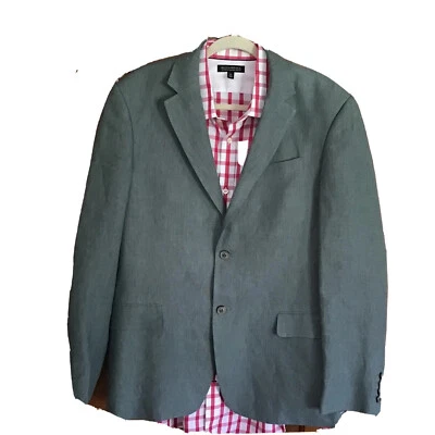 Blazer Abrigo Deportivo Tasso Elba Para Hombre L 100% Lino 2 Botones Medio Forrado Doble Ventilación Foto 1 de 4