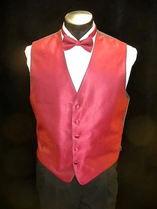 Red Herringbone Bow Tie B706 - Picture 1 of 1