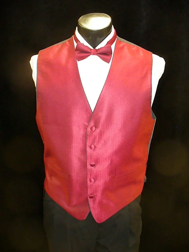 Formal Vest Full Back - Red Herringbone Vest VF706 - Image 1 of 1