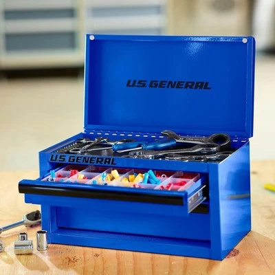 US General Mini Toolbox Blue 2 Drawer 72436! NEW IN BOX - Image 1 of 4