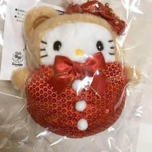 Sanrio Hello Kitty Christmas Plush Mascot Ornament w/ Chain & Sequins - Picture 1 of 2