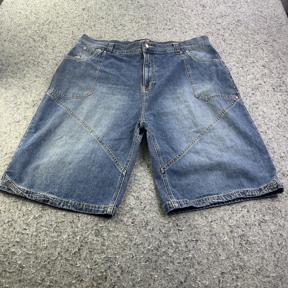 Highland Outfitters Men’s Denim Jean Shorts Size 42 Blue Carpenter Style Baggy - Image 1 of 4