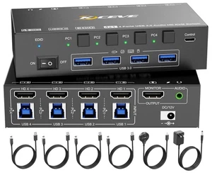 8K@60Hz HDMI KVM Switch 4 Computer 4K@144Hz, Simulation EDID, MLEEDA - Bild 1 von 11