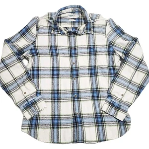 Wellen Camicia Uomo Grande L Blu Plaid Flanella Bottoni Bio Spessa Pesante - Foto 1 di 7
