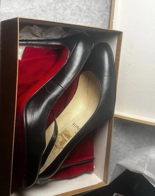 Christian Louboutin Vintage Karo Leather Mary Jane Pump Heels Y2K 90s Black 41 - Image 1 of 4