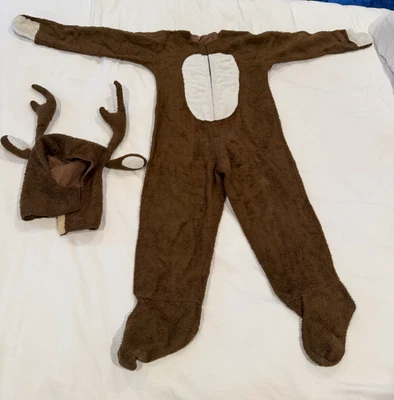 Handmade Kids Reindeer Costume Holiday Outfit with Antler Hood - Image 1 of 3
