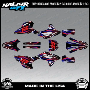 Graphics Kit for Honda CRF450RX (2021-2024) and CRF250RX (2022-24) Prime-RED-BLU - Picture 1 of 4