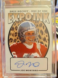 Tinta Leaf Hockey Expo 2022 Joe Montana impresión de leopardo paralelo automático 1/1 49ers - Imagen 1 de 4
