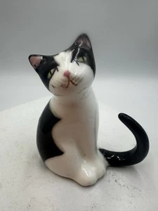 Vintage Bone China Tuxedo Cat Kitten Black and White Figurine Knickknack 3” Tall - Picture 1 of 12