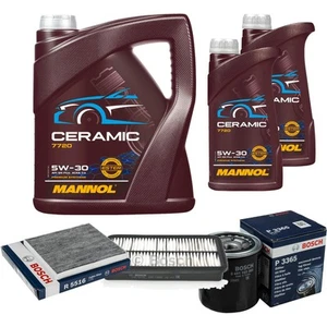 BOSCH Inspektionspaket 7L MANNOL Ceramic 5W-30 für Toyota RAV 4 II 2.0 D 4WD - Bild 1 von 12