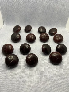 EUC~Vintage Hemisphere (15) 1.125” Woven Dome Leather Buttons - Picture 1 of 4
