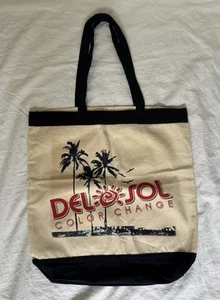 DEL SOL Color Changing Tote Shopping Beach Bag Ivory Canvas Palm Trees - Picture 1 of 3