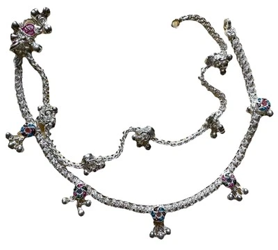 PAR DE CRISTAIS DE PRATA ESTERLINA payal vermelho verde meena BELL TORNOZELEIRA BOLLYWOOD ÍNDIA - Imagem 1 de 4