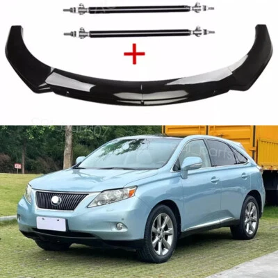 For Lexus RX 350 450h Gloss Black  Front Bumper Lip Splitter Spoiler +Strut Rods Foto 1 de 4