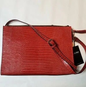 Claudia Firenze Handbag 'Micol' Lizard Print Embossed Leather Crossbody Clutch - Picture 1 of 8