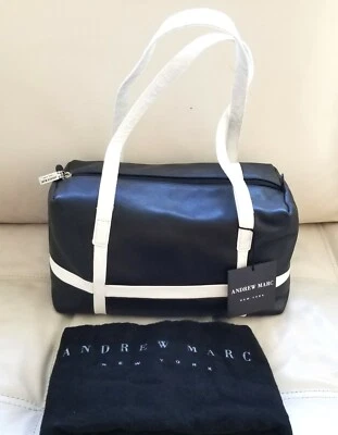 NWT Andrew Marc New York Black & White Leather Hand Bag White  - Image 1 of 4