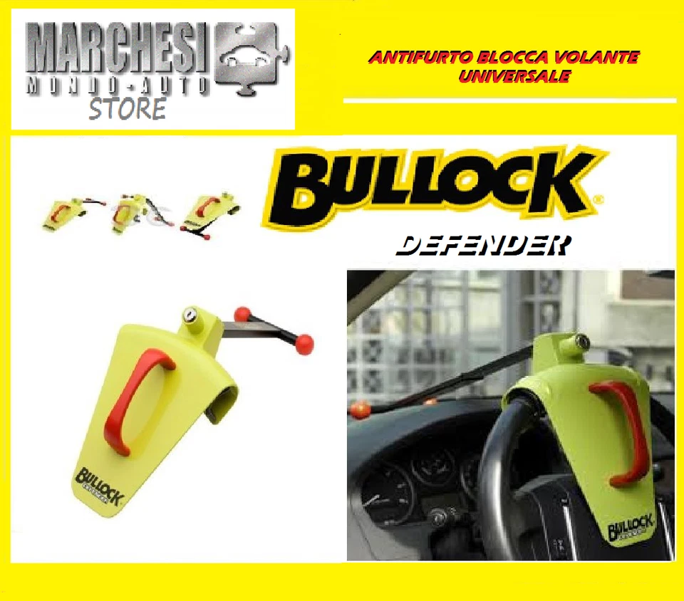 ANTIFURTO AUTO UNIVERSALE BLOCCASTERZO BLOCCA VOLANTE BULLOCK DEFENDER