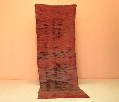 Alfombra de corredor vintage vieja de lana roja corredor de entrada, corredor de escalera hecho a mano 9,6 x 2,7 pies Foto 1 de 4