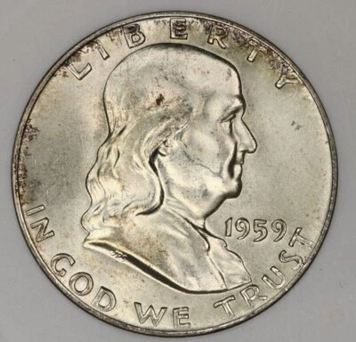 1959-D Franklin Half Dollar 50c Old Small Holder ANACS - MS65 - Image 1 of 3
