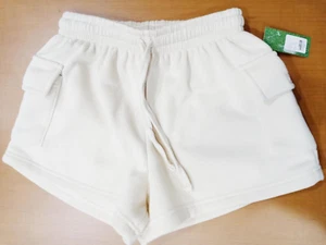 Women's Green Goddess Ivory Fleece Shorts 2 Pockets Elastic Waist Drawstring LG - Picture 1 of 8