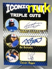 BO BICHETTE - VLADIMIR GUERRERO JR.- CAVAN BIGGIO 2019 AUTOGRAPHED ROOKIE CARD!