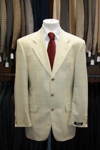 Chaqueta Tatari T.106 beige marrón cuadros 100% cachemira mono botones S080 - Imagen 1 de 6