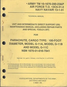 Historical book Parachute, Cargo, 100 Ft Diameter, G-11A, Packing, Maint, Parts - Picture 1 of 1
