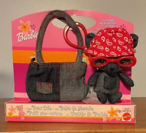 2002 Mattel Barbie Mini Denim Bär Stofftier Plüsch & Tragetasche Schlüsselanhänger NRFB Vintage - Bild 1 von 6